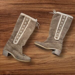 Vintage Tan Suede Fleece Lined Women's Boots